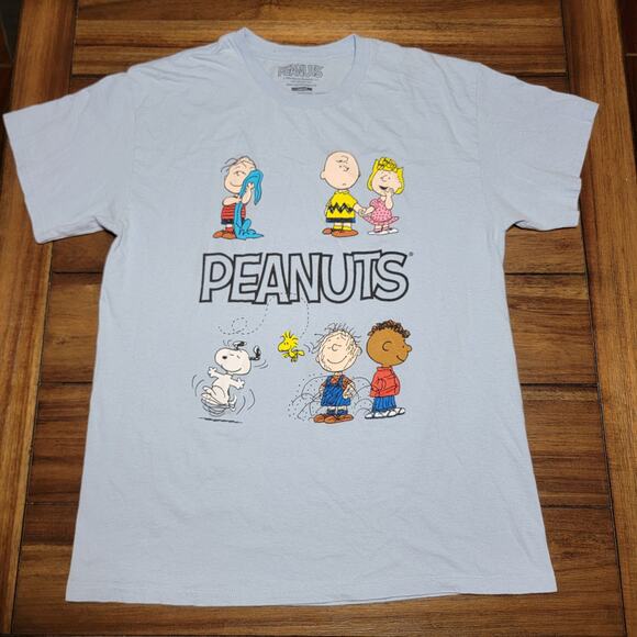 Peanuts Blue Unisex Tee Characters - Size Large - Picture 1 of 4